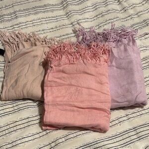 Set of Three Pink and Purple Scarves